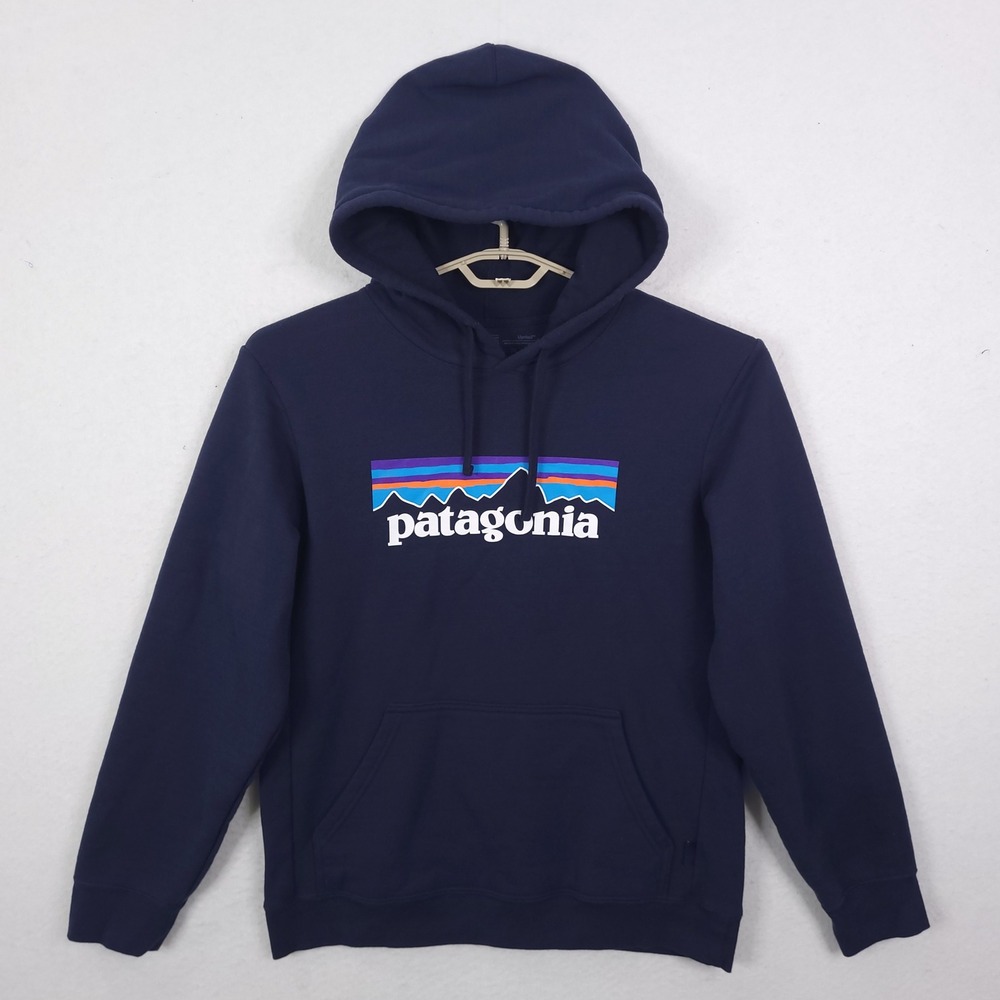 Patagonia Hoodie P-6 Logo Uprisal Mens M Womens L Navy Blue Pullover 39622